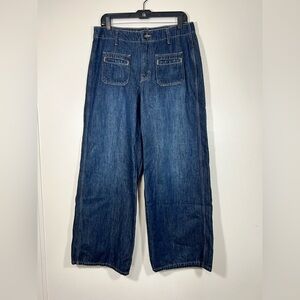 Old Navy Women’s High Rise Baggy Wide Leg Jeans Size 10 Dark Wash Drapey Denim